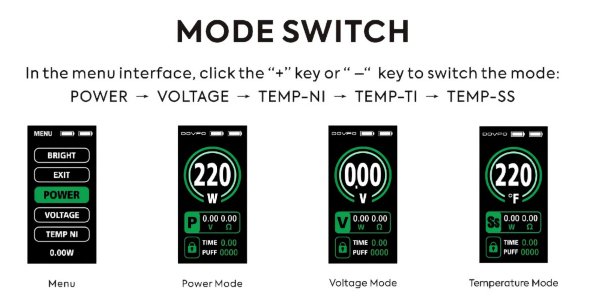 mvp kit dovpo vaping modes power voltage TC
