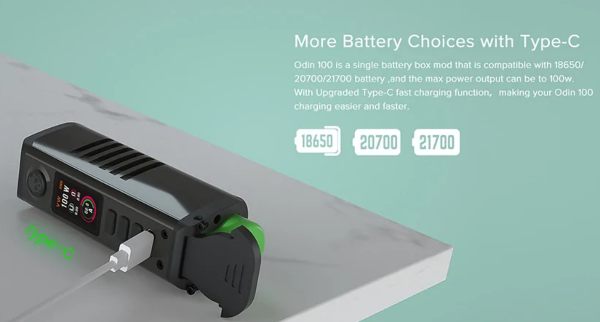 odin 100w dovpo box mod con porta di ricarica usb-c 1 ampere senza batteria