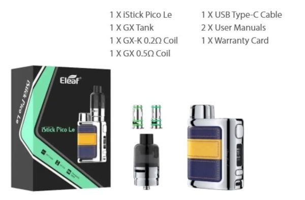 contents of the iStick Pico LE 75W Eleaf package