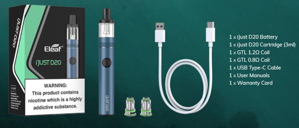 eleaf iJust D20 kit contenuto della confezione