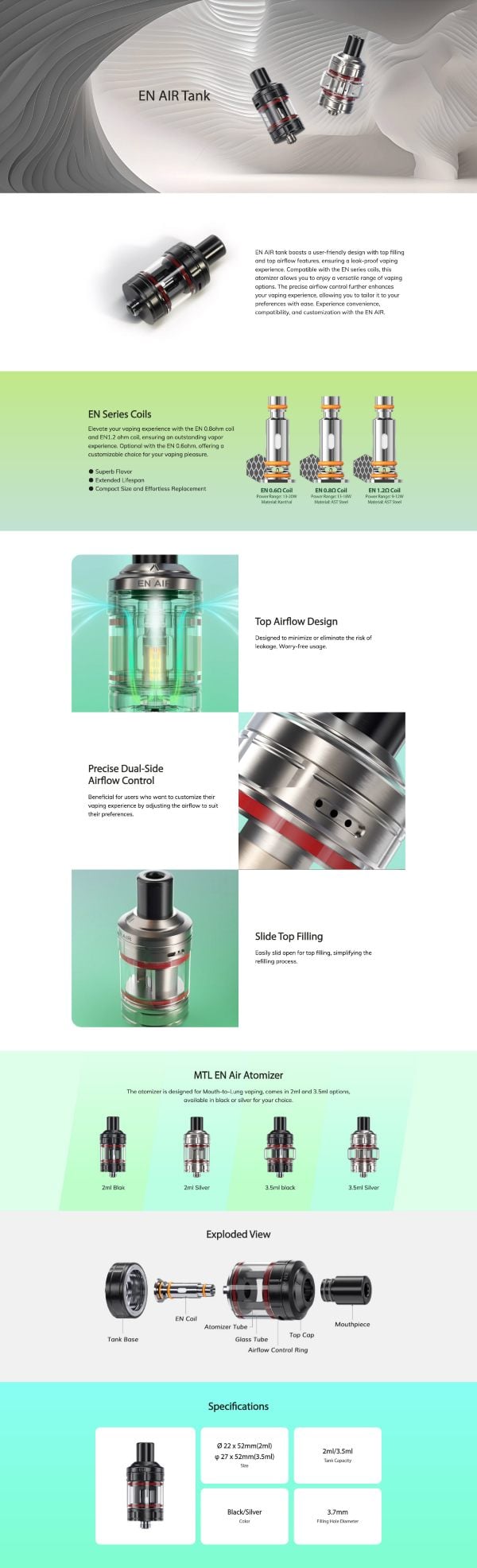 en air tank eleaf caratteristiche tecniche atomizzatore