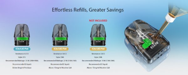 icita eleaf sigaretta elettronica con pod 0.3 e 0.6 ohm