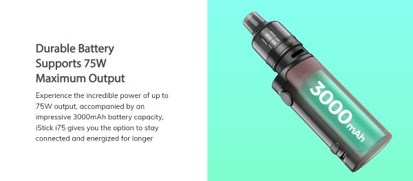 istick i75 ep pod tank kit eleaf sigaretta elettronica con batteria integrata 3000 mah