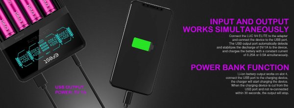 Efest Luc V4 Elite e-cigarette battery charger LCD display