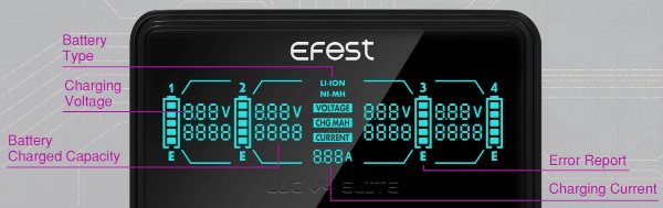 Efest Luc V4 Elite e-cigarette battery charger