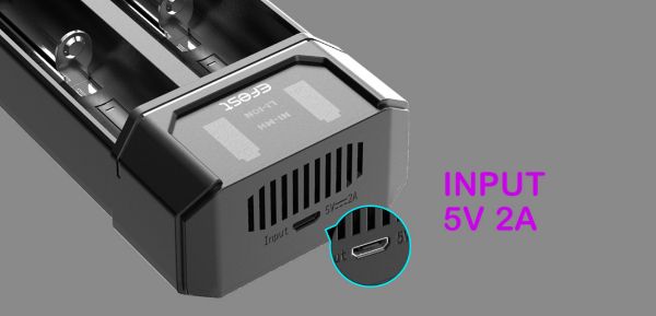 efest mega usb caricatore batterie porta micro usb