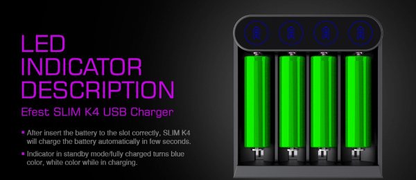 efest slim k4 battery charger 18500