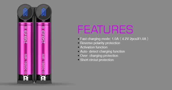 slim k2 efest caricabatterie 21700