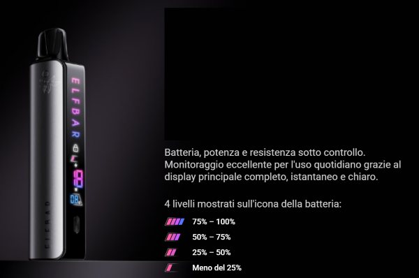 elfa master elfbar sigaretta elettronica con display full screen a colori