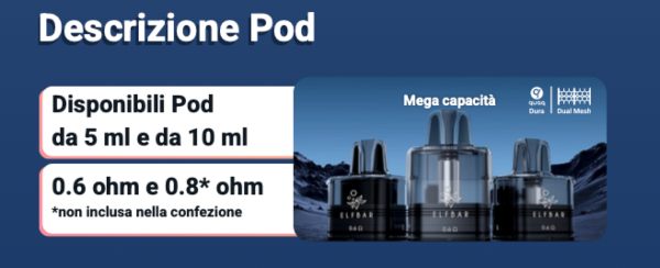 elfx mega elfbar sigaretta elettronica con cartucce pod 5ml e 10ml