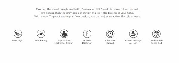 H45 Classic Geekvape (Aegis Hero 3) Pod Mod Kit Caratteristiche