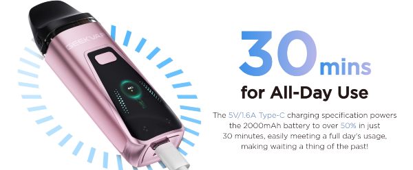 digi max geekvape sigaretta elettronica con ricarica batteria 50 per cento in 30 minuti