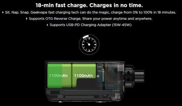 geekvape obelisk 65 kit fast charging 18 minuti