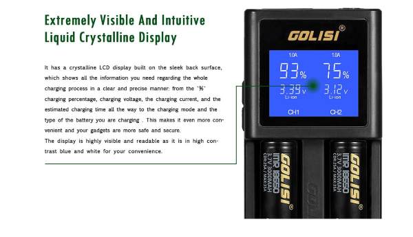 Golisi S2 LCD Battery Charger LCD display