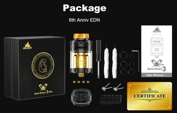 Dead Rabbit 3 RTA 6 anniversario hellvape atomizzatore contenuto della confezione