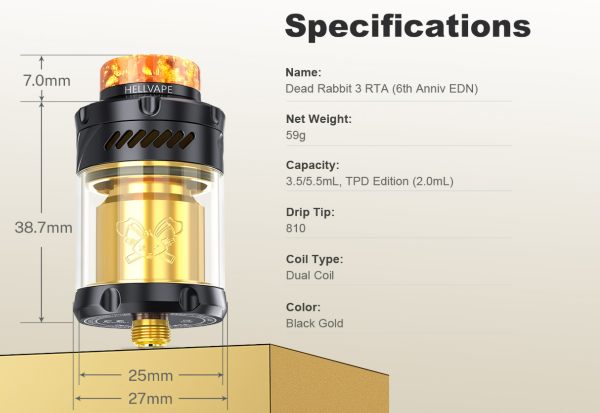 Dead Rabbit 3 RTA 6 anniversario hellvape caratteristiche tecniche atomizzatore