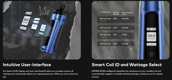 innokin kroma nova sigaretta elettronica con display OLED e modalità smart