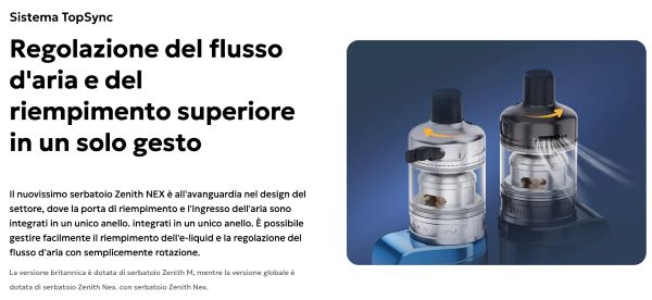 zenith nex innokin atomizzatore con regolazione aria e refill superiori