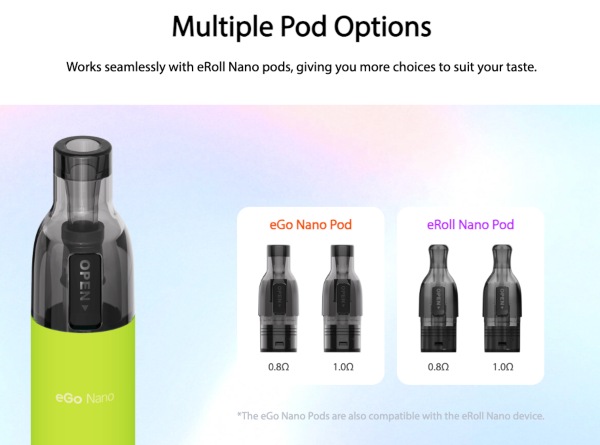 ego nano joyetech sigaretta elettronica compatibile con cartucce ego nano e eroll nano pod