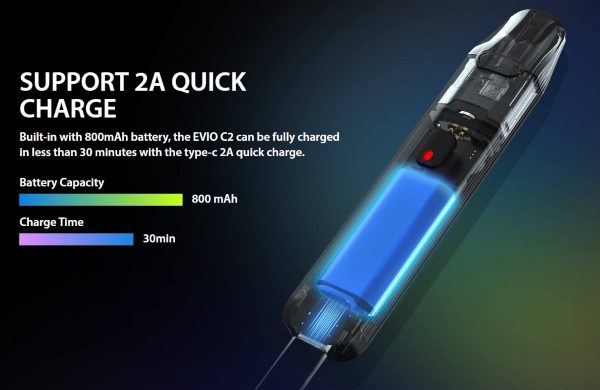 joyetech evio c2 e-cigarette with integrated battery and 30-minute recharge