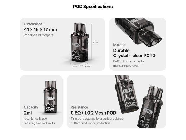 justfog aro sigaretta elettronica con cartuccia pod 2ml