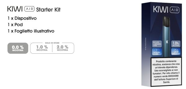 kiwi air starter kit contenuto della confezione