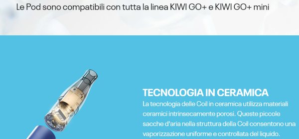 kiwi go+ plus mini sigaretta elettronica con resistenza in ceramica