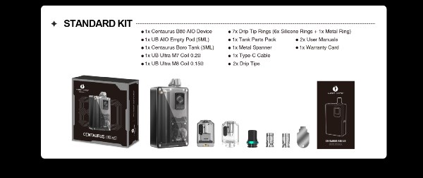 centaurus b80 aio lost vape kit contenuto della confezione