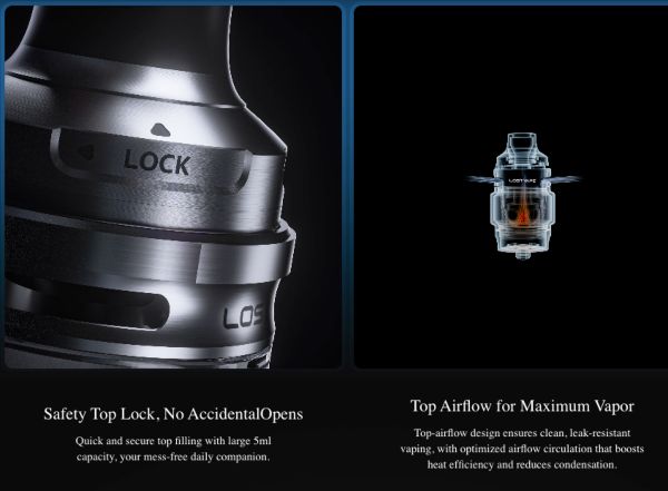 centaurus sub ohm v2 lost vape atomizzatore con chiusura di sicurezza