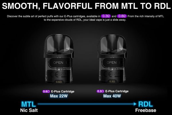 e-plus pod lost vape cartuccia con coil integrata 0.3 e 0.6 ohm