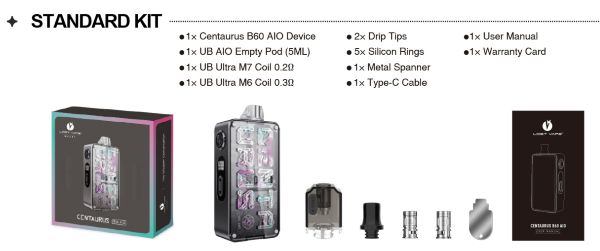 lost vape centaurus b60 aio kit contenuto della confezione