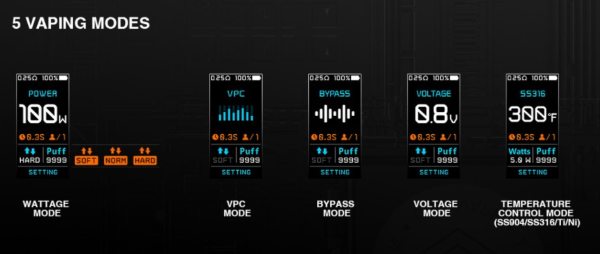 modalità di svapo box mod cyborg quest lost vape