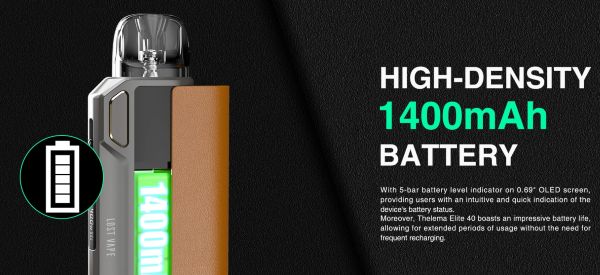 thelema elite 40 lost vape sigaretta elettronica con batteria integrata 1400 mah