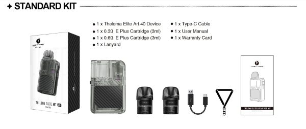 thelema elite art 40 lost vape kit contenuto della confezione