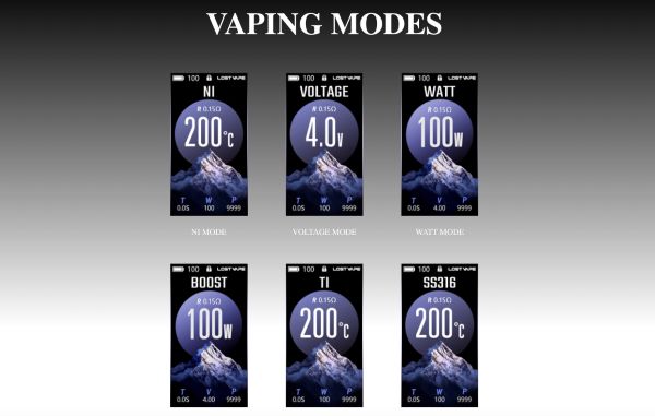 thelema solo 100w pro lost vape box mod con modalità watt volt boost e tc