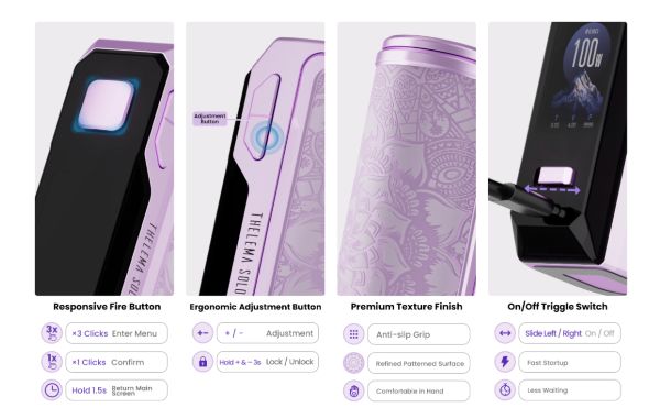 thelema solo 100w pro lost vape box mod con tasto fire e pulsanti regolazione.jpg