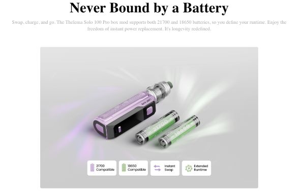 thelema solo 100w pro lost vape sigaretta elettronica single battery 18650 21700