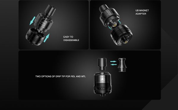 ub lite pod tank lost vape atomizzatore con doppio drip tip 510