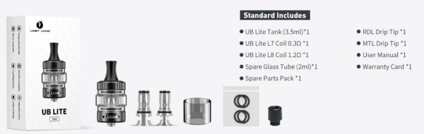 ub lite tank lost vape atomizer package contents