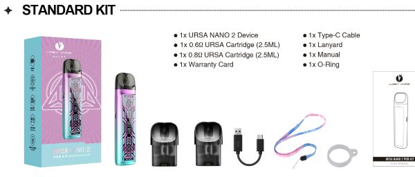 ursa nano 2 kit lost vape contenuto della confezione