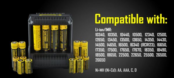 nitecore i8 caricatore per batterie 18650 20700 21700 AAA