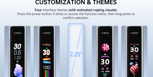 arco max smok sigaretta elettronica con interfacce animate