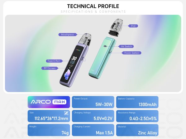 arco max smok sigaretta elettronica con potenza regolabile fino a 30w
