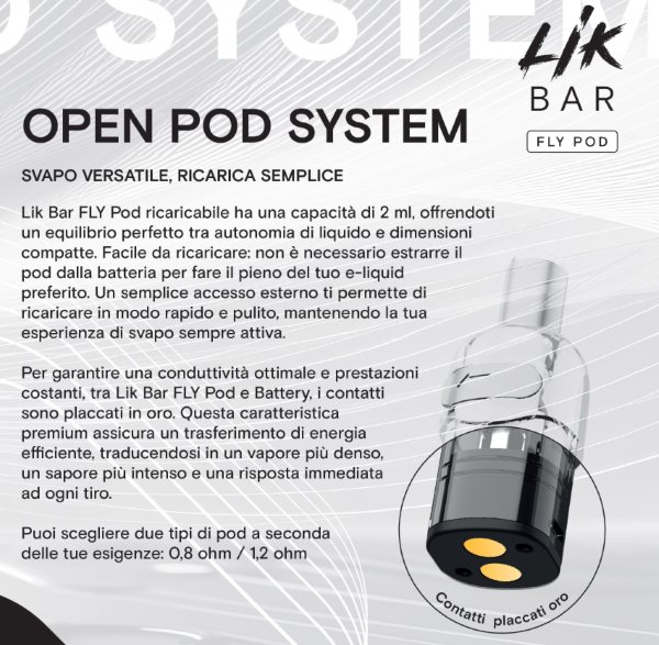 lik bar fly suprem-e sigaretta elettronica open pod ricaricabile