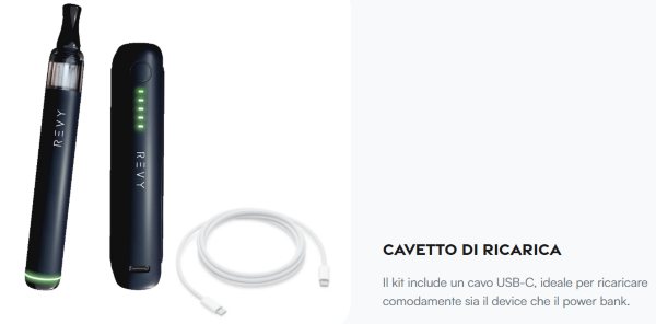 revy umami sigaretta elettronica con cavo di ricarica usb-c incluso