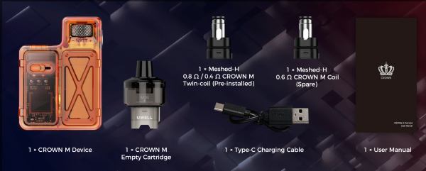 Crown M Uwell Pod Mod Kit Contenuto della confezione