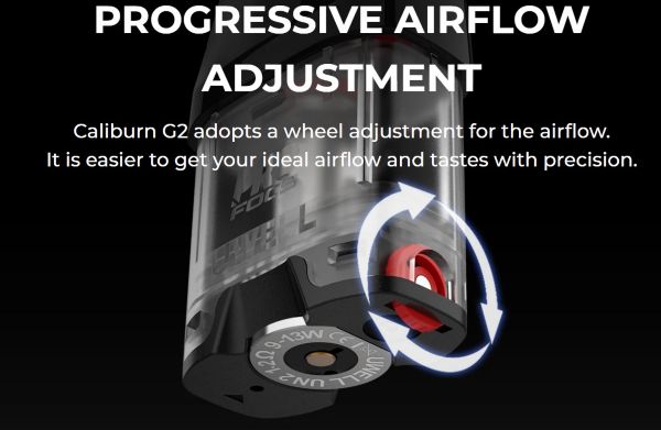 caliburn g2 kit uwell with adjustable airflow wheel under the pod