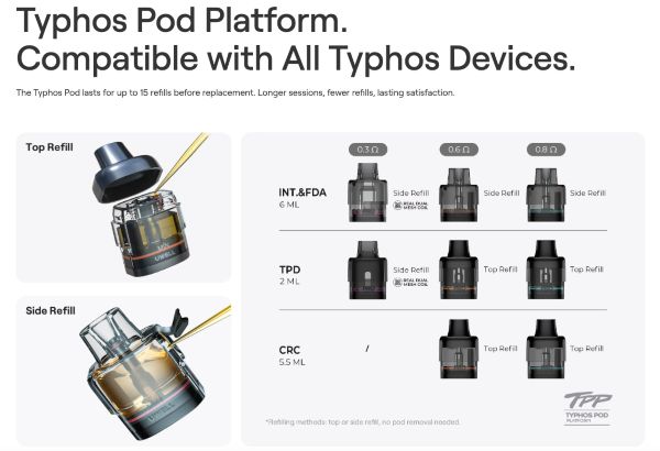 typhos pro uwell sigaretta elettronica compatibile con cartucce typhos pod
