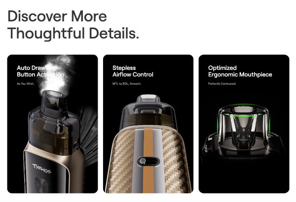 typhos pro uwell sigaretta elettronica con tiro automatico regolabile