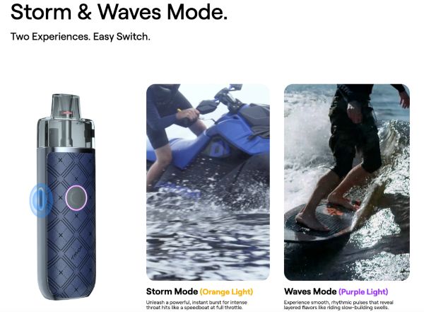 typhos se uwell sigaretta elettronica con modalità di svapo storm e waves